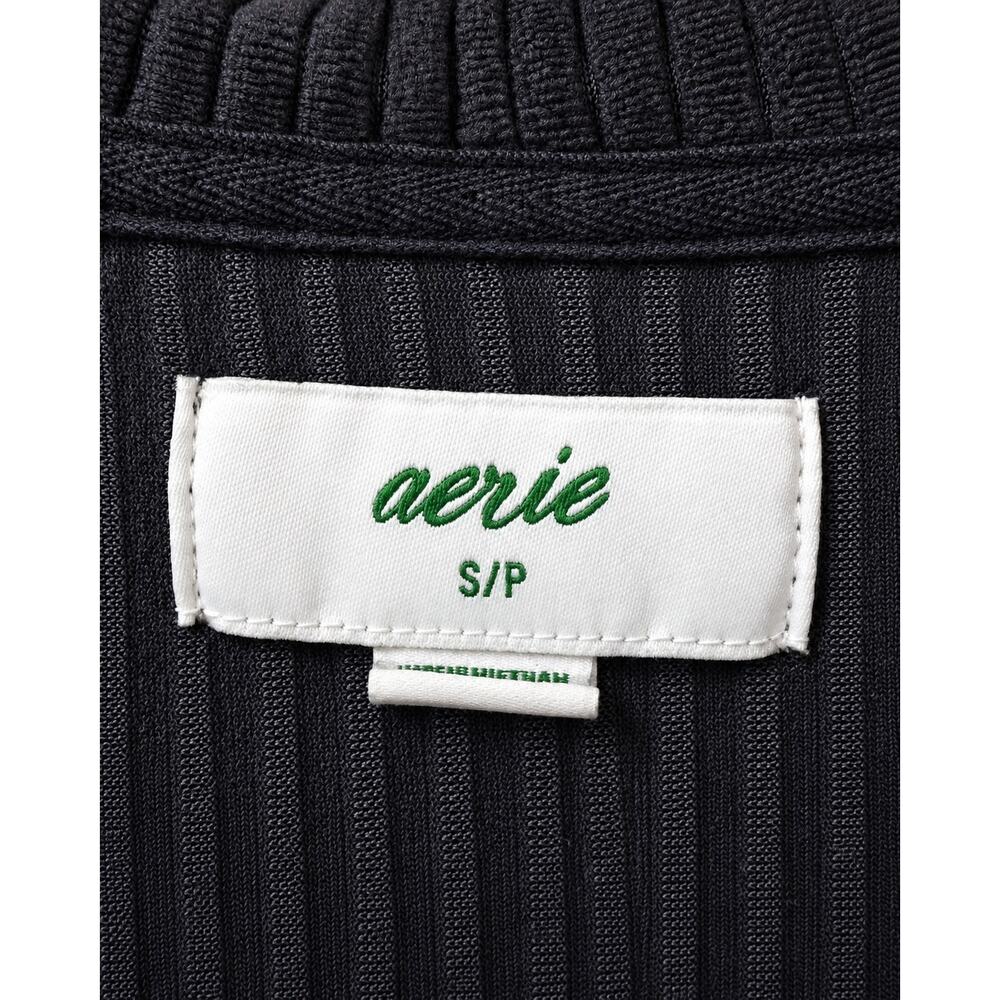 Aerie Y2K Velour Hoodie Small Charcoal Ribbed Oversized Cozy Lounge - Picture 5 of 9